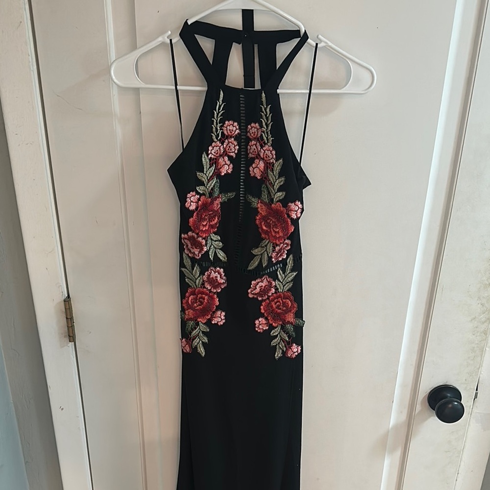 Luxxel Black and Pink Sheath Halter Dress